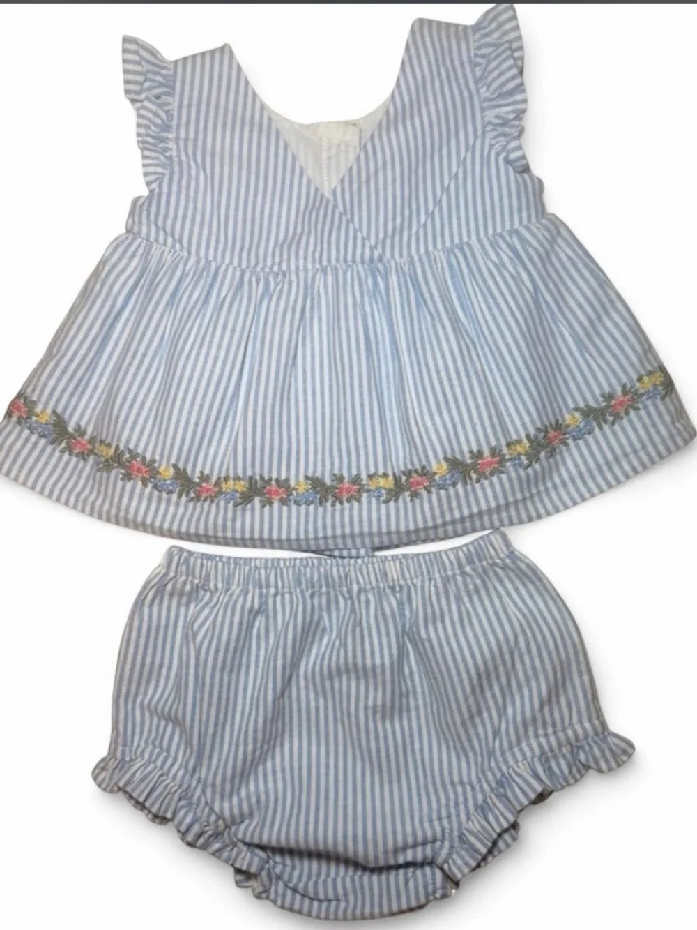 Baby Gap 2-Piece Floral Embroidered Bubble Outfit Set